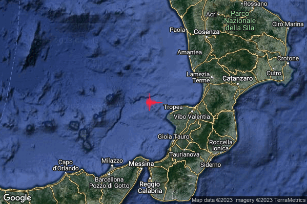 Lieve Terremoto M2.2 epicentro Costa Calabra sud-occidentale (Catanzaro Vibo Valentia Reggio di Calabria) alle 16:47:38 (14:47:38 UTC)