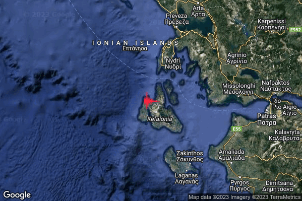 Moderato Terremoto M3.6 epicentro Costa Greca Ionica (GRECIA) alle 14:56:20 (12:56:20 UTC)