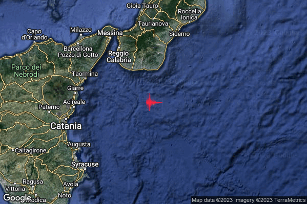 Debole Terremoto M2.4 epicentro Costa Calabra sud-orientale (Reggio di Calabria) alle 23:09:18 (21:09:18 UTC)