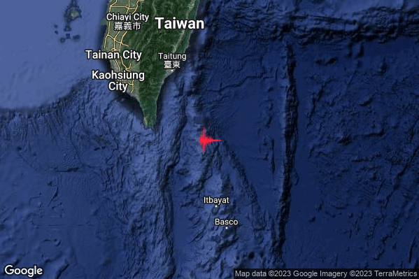 Severo Terremoto M5.5 epicentro Taiwan region [Sea: Taiwan] alle 23:22:05 (21:22:05 UTC)
