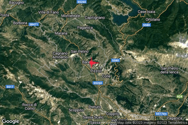 Lieve Terremoto M2.0 epicentro 1 km E Barete (AQ) alle 18:18:44 (16:18:44 UTC)