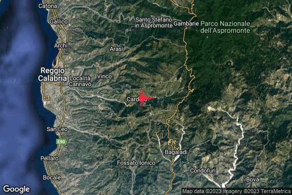 Lieve Terremoto M2.0 epicentro 1 km E Cardeto (RC) alle 03:27:43 (01:27:43 UTC)