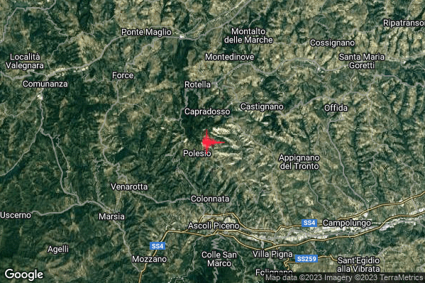 Leggero Terremoto M3.0 epicentro 5 km S Rotella (AP) alle 08:01:32 (06:01:32 UTC)