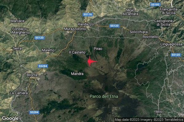 Lieve Terremoto M2.2 epicentro 7 km S Randazzo (CT) alle 15:29:23 (13:29:23 UTC)