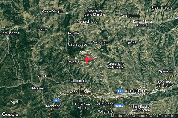 Lieve Terremoto M2.0 epicentro 4 km SW Castignano (AP) alle 07:51:24 (05:51:24 UTC)