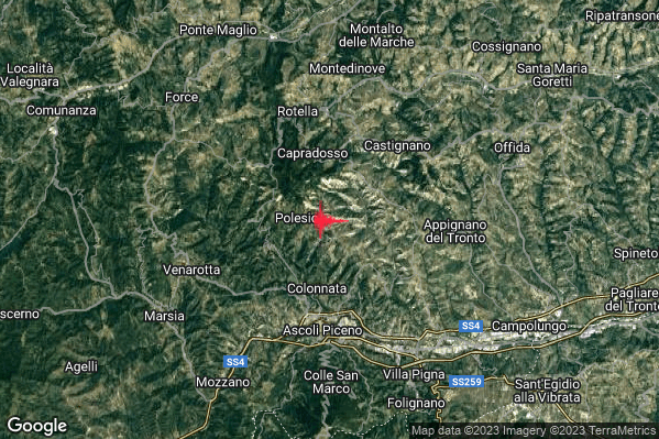 Lieve Terremoto M2.2 epicentro 5 km SW Castignano (AP) alle 17:51:34 (15:51:34 UTC)