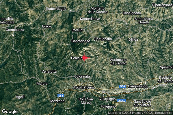 Lieve Terremoto M2.0 epicentro 5 km SW Castignano (AP) alle 17:56:27 (15:56:27 UTC)
