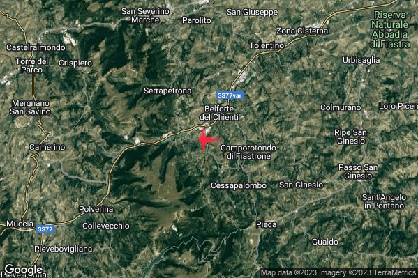 Lieve Terremoto M2.0 epicentro Caldarola (MC) alle 00:43:28 (22:43:28 UTC)