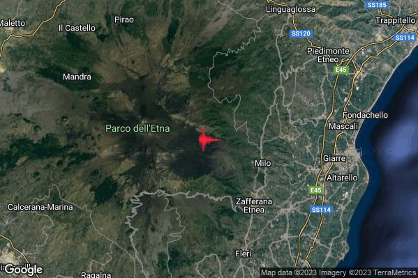 Leggero Terremoto M3.1 epicentro 5 km W Milo (CT) alle 05:01:19 (03:01:19 UTC)