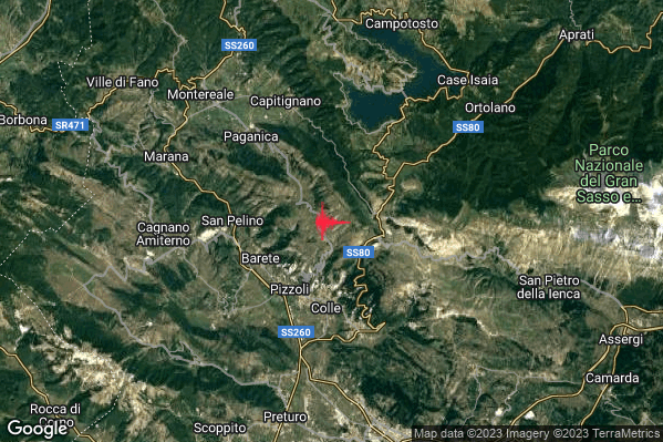 Leggero Terremoto M3.0 epicentro 4 km E Barete (AQ) alle 00:31:55 (22:31:55 UTC)
