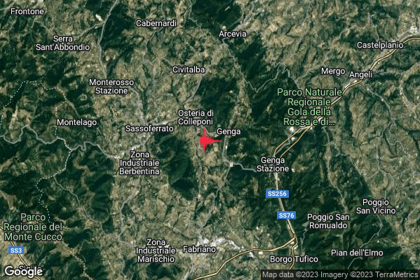 Lieve Terremoto M2.1 epicentro 2 km W Genga (AN) alle 16:17:14 (14:17:14 UTC)