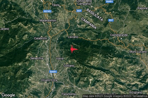 Moderato Terremoto M3.6 epicentro 3 km S Laviano (SA) alle 10:20:09 (08:20:09 UTC)