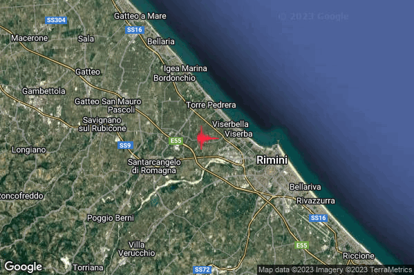 Lieve Terremoto M2.1 epicentro 5 km E Santarcangelo di Romagna (RN) alle 06:20:06 (04:20:06 UTC)