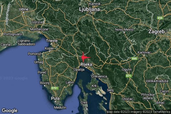 Debole Terremoto M2.3 epicentro Confine Slovenia-Croazia (SLOVENIA CROAZIA) alle 02:13:49 (00:13:49 UTC)