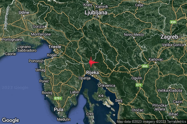 Intenso Terremoto M4.3 epicentro Confine Slovenia-Croazia (SLOVENIA CROAZIA) alle 19:34:24 (17:34:24 UTC)