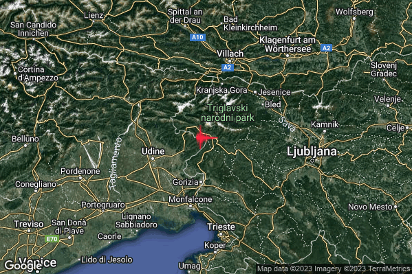 Lieve Terremoto M2.2 epicentro Confine Italia-Slovenia (SLOVENIA) alle 08:29:49 (06:29:49 UTC)