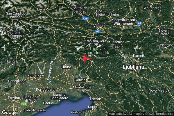 Lieve Terremoto M2.2 epicentro Confine Italia-Slovenia (SLOVENIA) alle 08:29:55 (06:29:55 UTC)