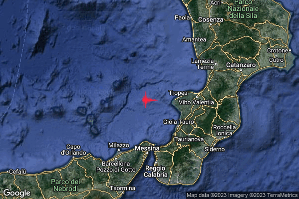 Leggero Terremoto M3.0 epicentro Tirreno Meridionale (MARE) alle 21:09:23 (19:09:23 UTC)