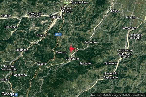 Lieve Terremoto M2.2 epicentro 2 km N Calestano (PR) alle 04:11:00 (02:11:00 UTC)