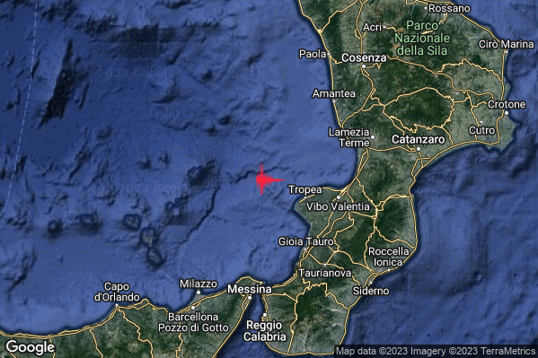 Debole Terremoto M2.4 epicentro Costa Calabra sud-occidentale (Catanzaro Vibo Valentia Reggio di Calabria) alle 08:33:40 (06:33:40 UTC)