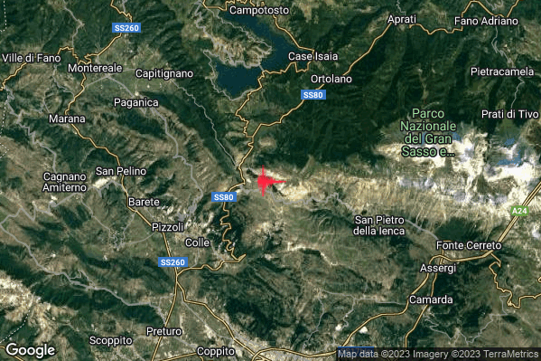 Lieve Terremoto M2.1 epicentro 7 km E Pizzoli (AQ) alle 10:28:09 (08:28:09 UTC)
