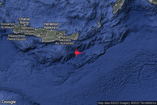 Intenso Terremoto M4.5 epicentro Crete Greece [Sea: Greece] alle 04:18:44 (02:18:44 UTC)