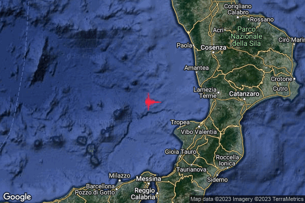 Lieve Terremoto M2.0 epicentro Tirreno Meridionale (MARE) alle 12:04:27 (10:04:27 UTC)