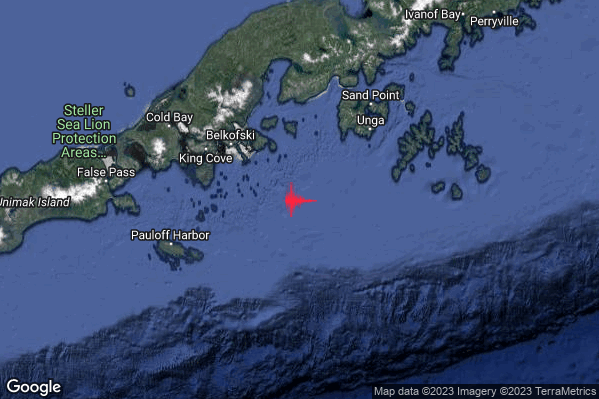 Severo Terremoto M5.5 epicentro Alaska Peninsula United States [Sea: United States] alle 21:33:52 (19:33:52 UTC)