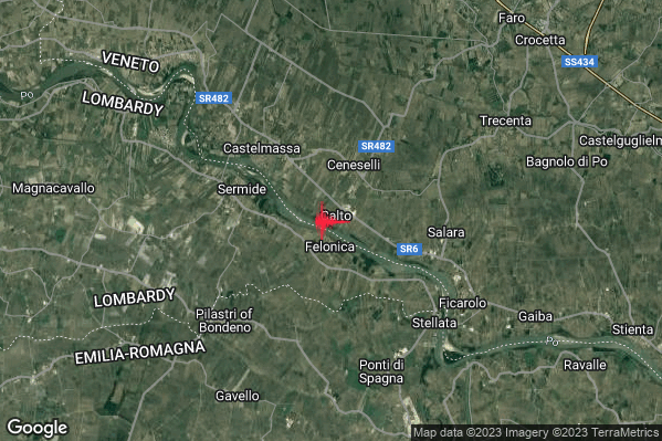 Lieve Terremoto M2.1 epicentro Calto (RO) alle 19:36:10 (17:36:10 UTC)