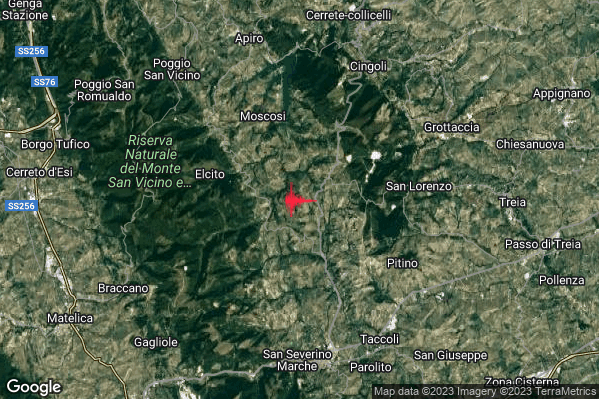 Moderato Terremoto M3.4 epicentro 8 km SW Cingoli (MC) alle 06:32:56 (04:32:56 UTC)
