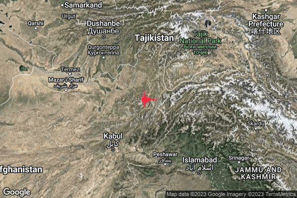Violento Terremoto M5.8 epicentro Afghanistan [Land] alle 18:01:49 (16:01:49 UTC)