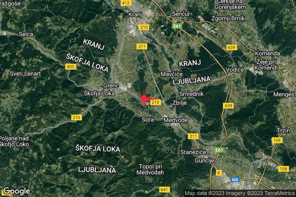 Lieve Terremoto M2.0 epicentro Slovenia (SLOVENIA) alle 17:39:04 (15:39:04 UTC)