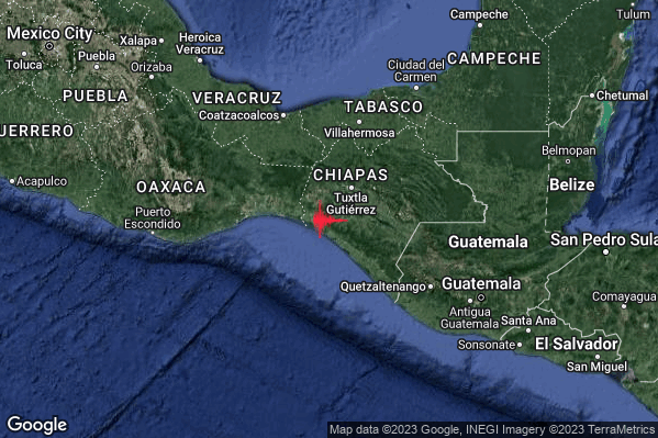 Violento Terremoto M5.7 epicentro Chiapas Mexico [Land: Mexico] alle 11:33:27 (09:33:27 UTC)