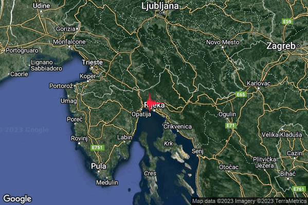 Leggero Terremoto M2.8 epicentro Costa Croata Settentrionale (CROAZIA) alle 20:44:04 (18:44:04 UTC)