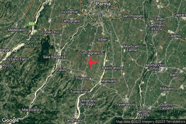 Lieve Terremoto M2.0 epicentro 5 km E Felino (PR) alle 03:38:36 (01:38:36 UTC)