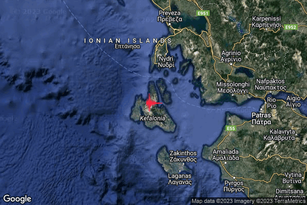 Leggero Terremoto M3.0 epicentro Costa Greca Ionica (GRECIA) alle 05:52:53 (03:52:53 UTC)