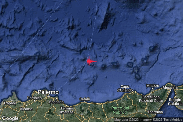Debole Terremoto M2.4 epicentro Tirreno Meridionale (MARE) alle 04:07:14 (02:07:14 UTC)