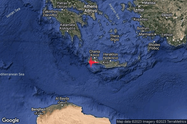 Severo Terremoto M5.2 epicentro Crete Greece [Land: Greece] alle 09:49:32 (07:49:32 UTC)