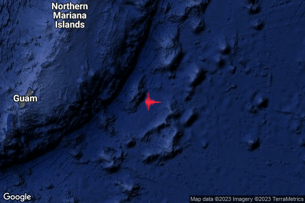 Violento Terremoto M5.9 epicentro Northern Mariana Islands-Guam [Sea] alle 15:51:55 (13:51:55 UTC)