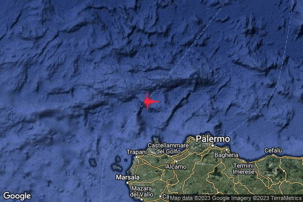 Moderato Terremoto M3.5 epicentro Tirreno Meridionale (MARE) alle 22:13:31 (20:13:31 UTC)