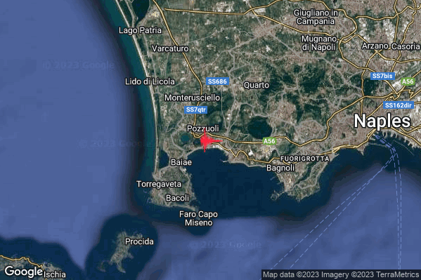 Debole Terremoto M2.6 epicentro Campi Flegrei alle 00:46:51 (22:46:51 UTC)