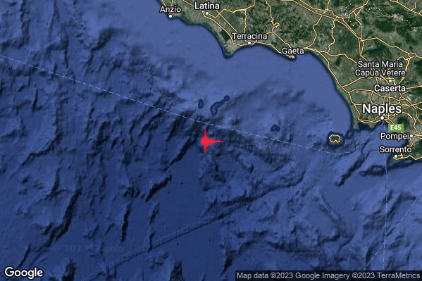 Debole Terremoto M2.3 epicentro Tirreno Centrale (MARE) alle 02:08:31 (00:08:31 UTC)