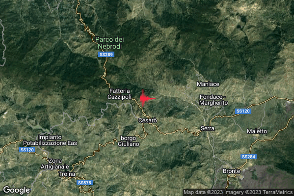 Lieve Terremoto M2.0 epicentro 2 km NE San Teodoro (ME) alle 21:33:23 (19:33:23 UTC)