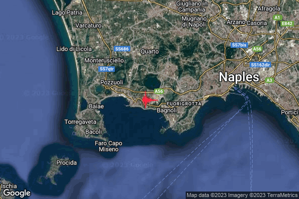 Leggero Terremoto M2.8 epicentro Campi Flegrei alle 06:22:49 (04:22:49 UTC)