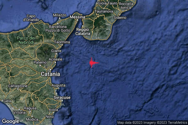 Lieve Terremoto M2.1 epicentro Costa Calabra sud-orientale (Reggio di Calabria) alle 20:26:19 (18:26:19 UTC)