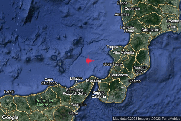 Lieve Terremoto M2.1 epicentro Tirreno Meridionale (MARE) alle 02:59:49 (00:59:49 UTC)