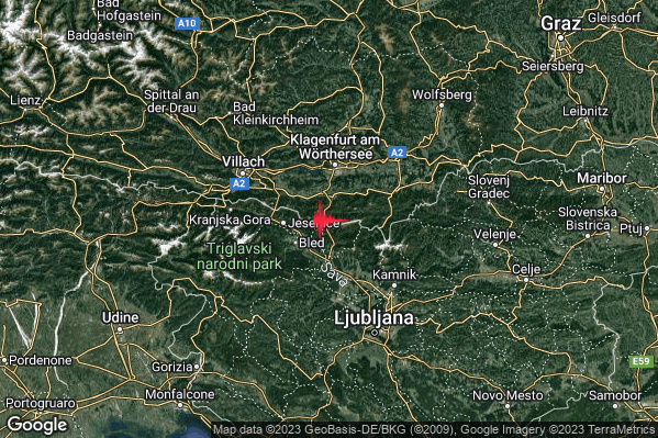 Lieve Terremoto M2.2 epicentro Confine Austri-Slovenia (AUSTRIA SLOVENIA) alle 06:48:51 (04:48:51 UTC)