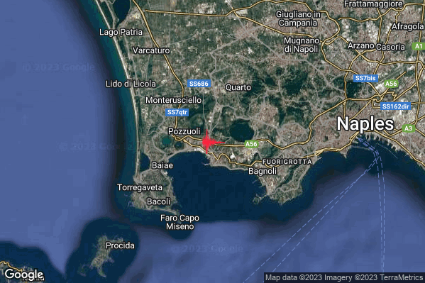 Debole Terremoto M2.5 epicentro Campi Flegrei alle 04:48:59 (02:48:59 UTC)