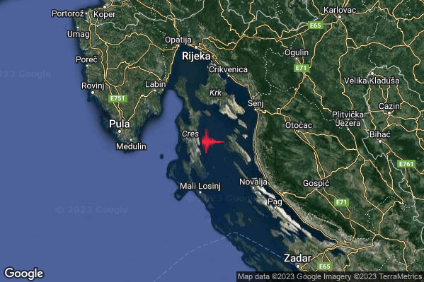 Debole Terremoto M2.6 epicentro Costa Croata Settentrionale (CROAZIA) alle 08:55:44 (06:55:44 UTC)