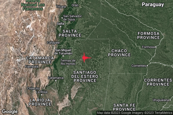 Violento Terremoto M6.0 epicentro Santiago del Estero Province Argentina [Land: Argentina] alle 16:22:43 (14:22:43 UTC)